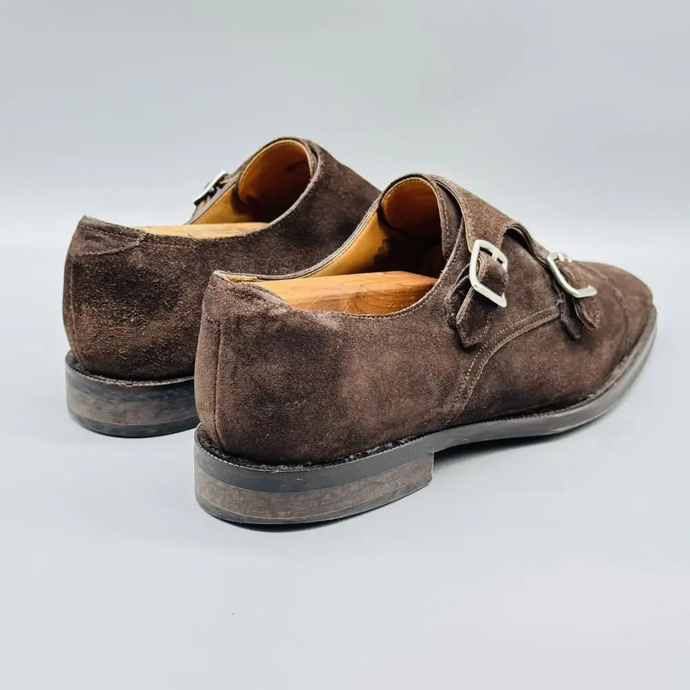 Suitsupply Shoes Mens 7 Brown Suede Double Monk Strap Cap Toe Dress Casual